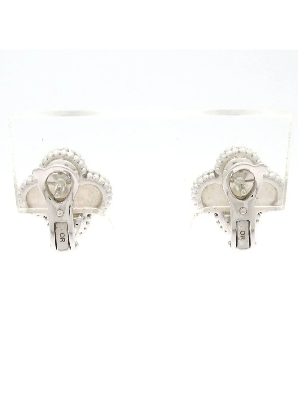 Van Cleef & Arpels Earrings Vintage Alhambra 18k White Gold Mother of Pearl